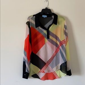 CeCe Long Sleeve Blouse Hi -Low Hem